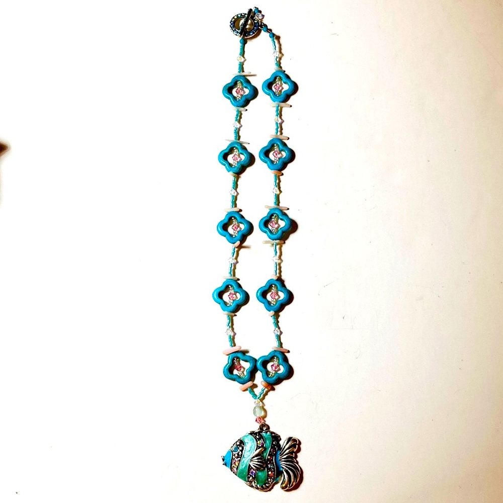 Artisan Crafted Bubble Blowing Fish Statement Nec… - image 6